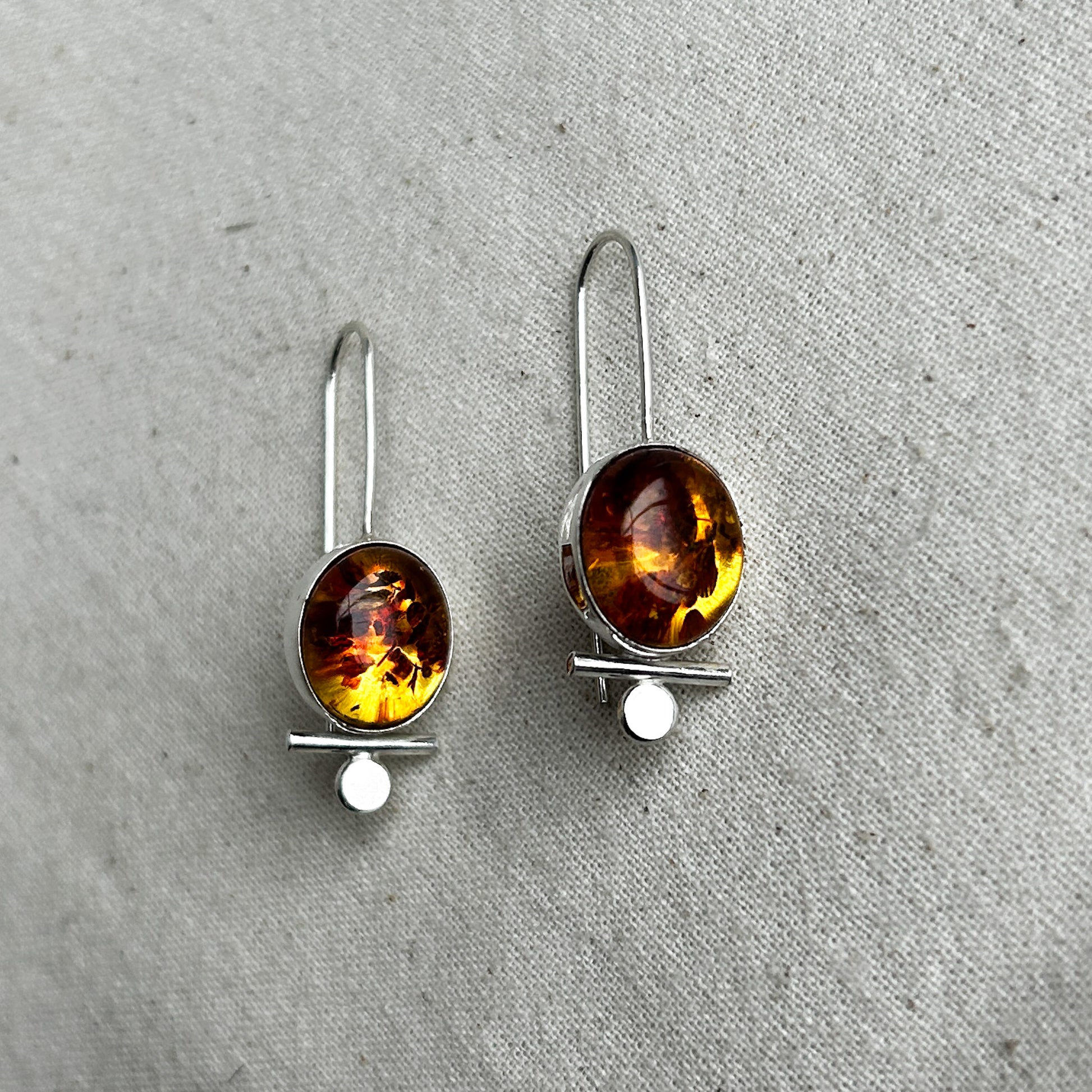 Deep orange amber gemstone earrings