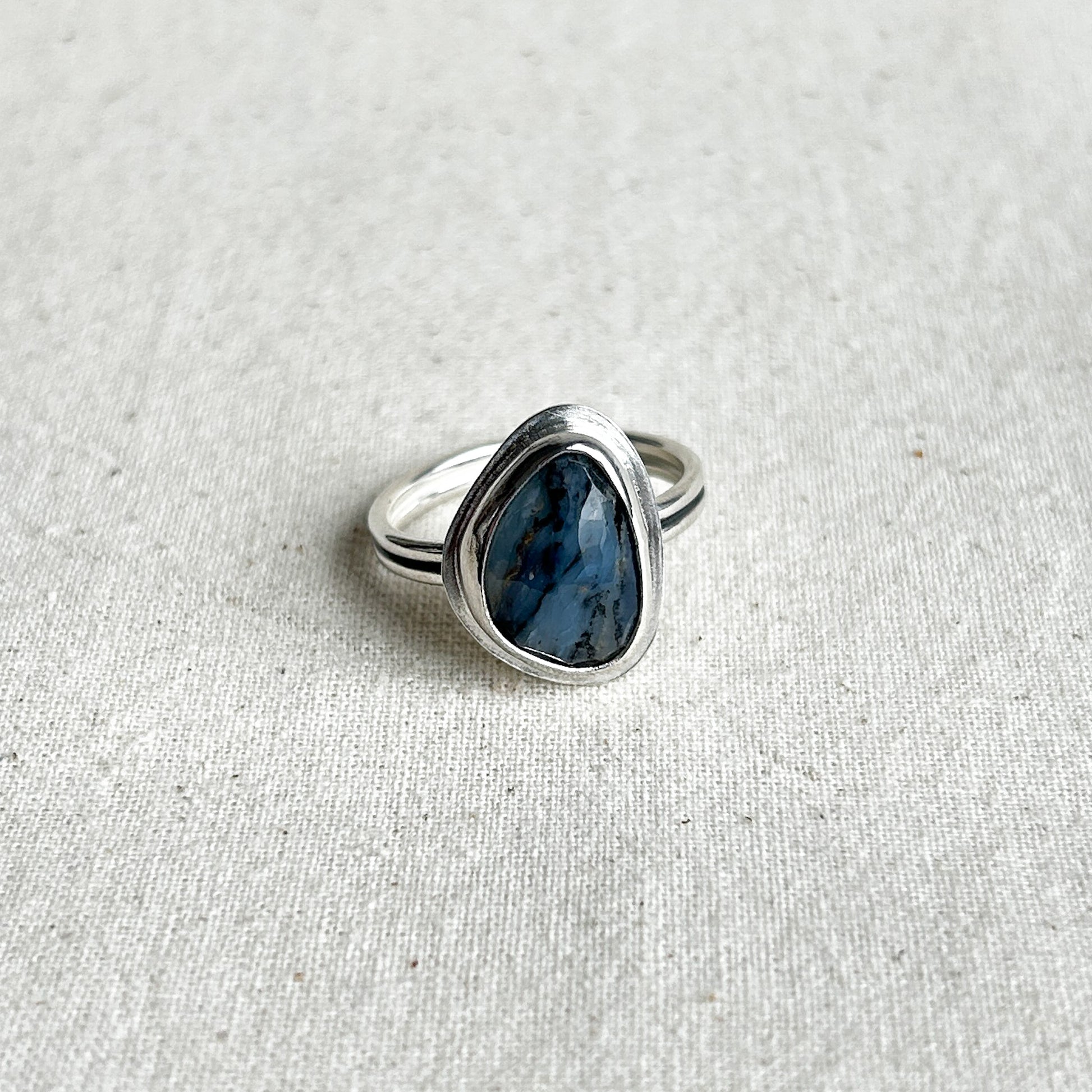 Blue-grey gemstone ring