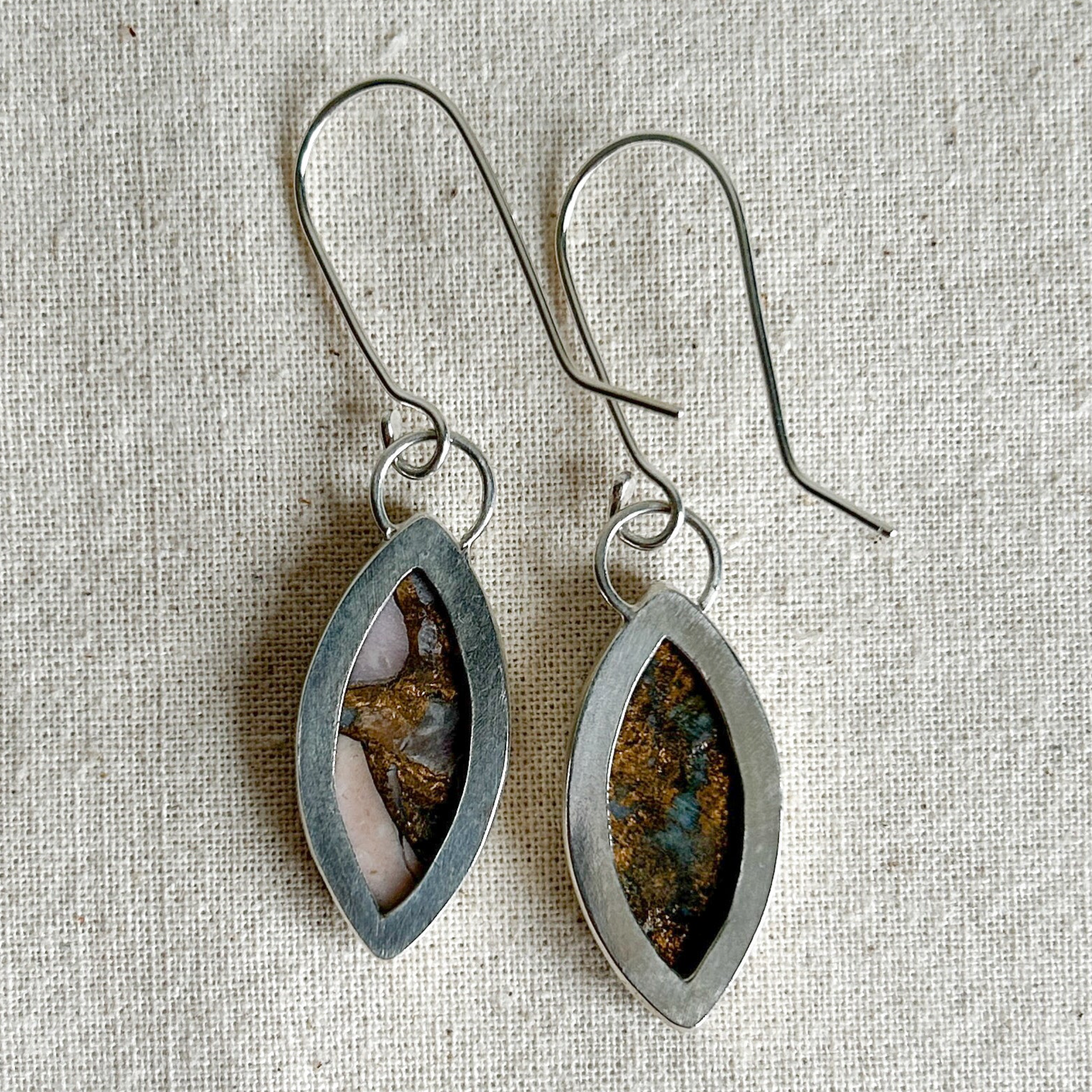 Back view of pink Opal earrings