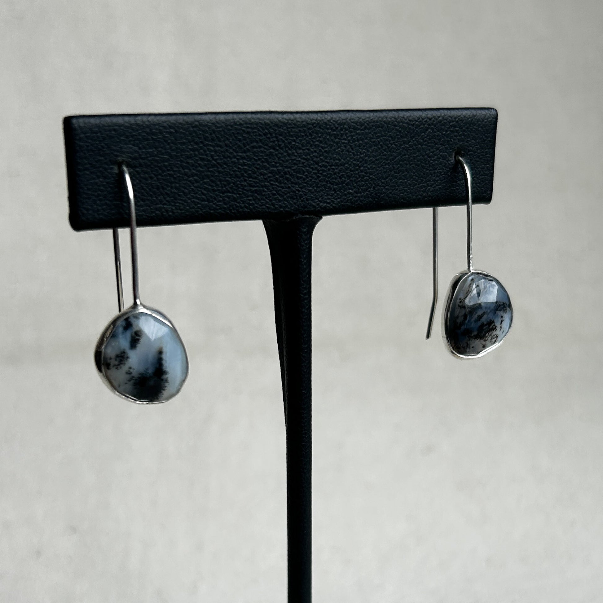 Minimalist opal earrings set in  Argentium silver