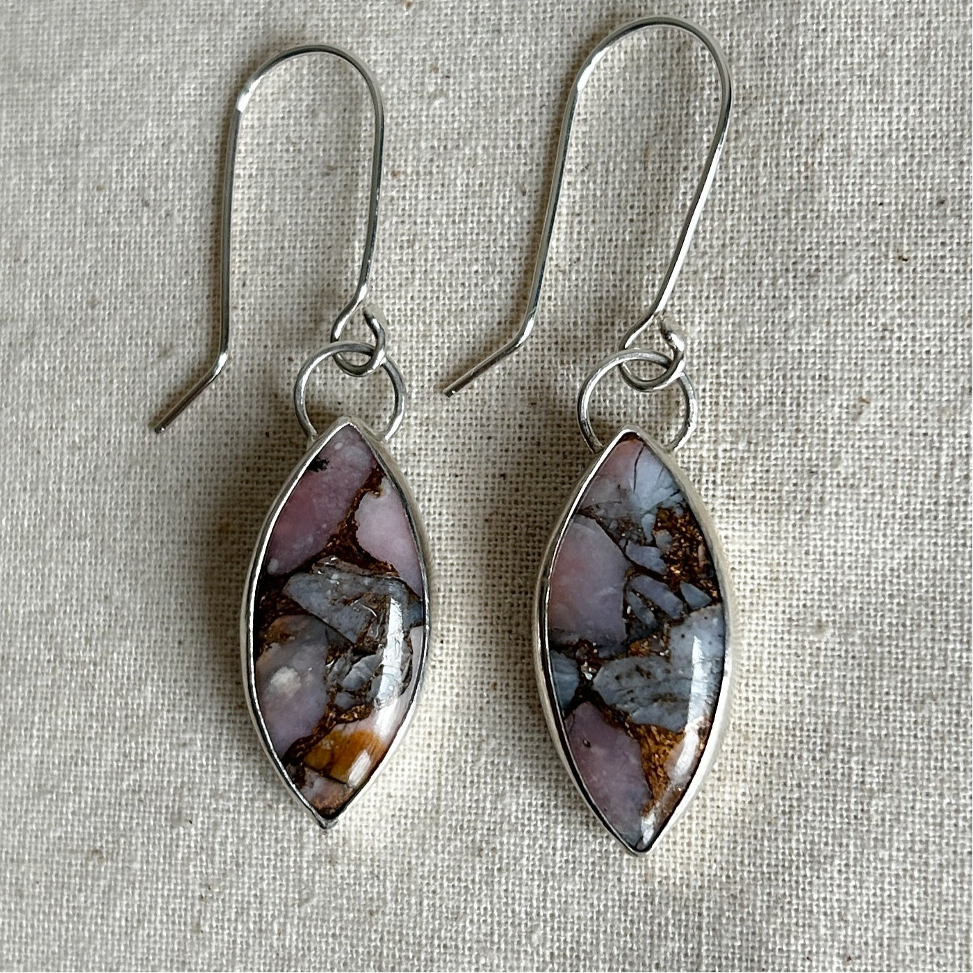 Dangle earrings with pink Opal gemstones