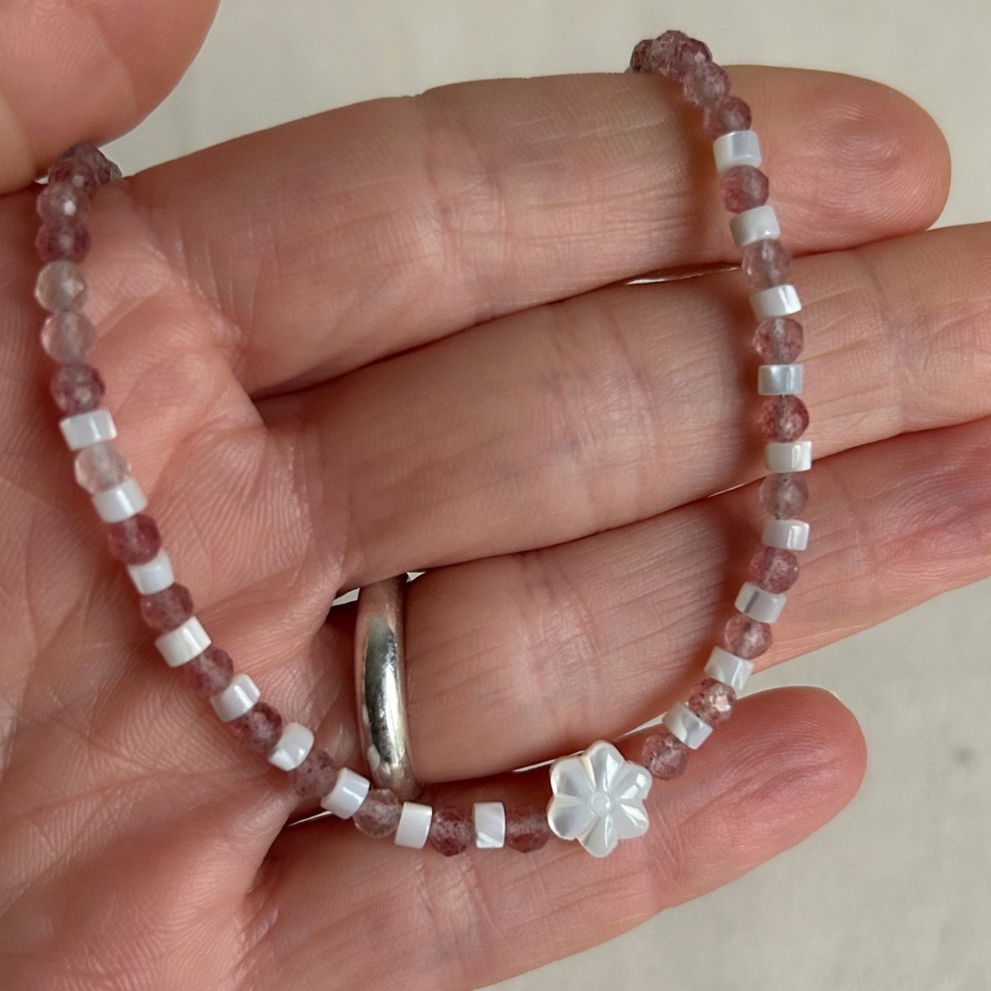 Strawberry Quartz Flower Necklace