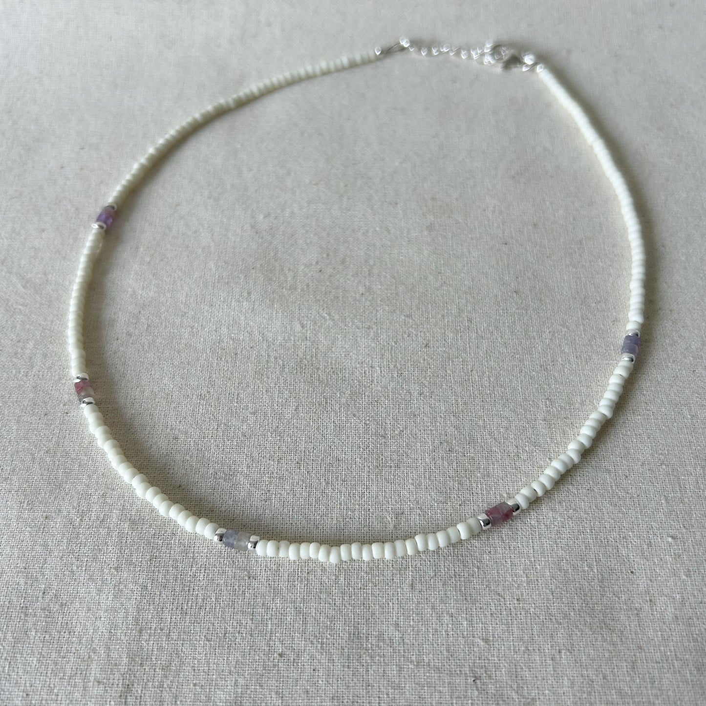 Boho Pink Tourmaline Beaded Choker Necklace