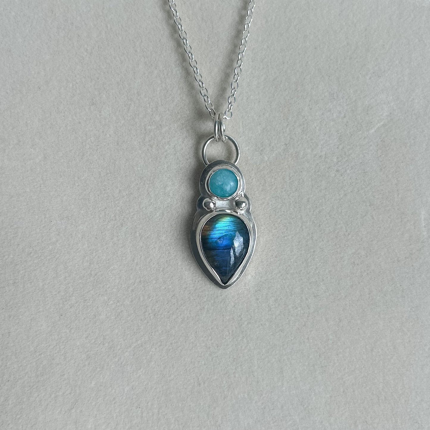 Labradorite & Amazonite Silver Pendant