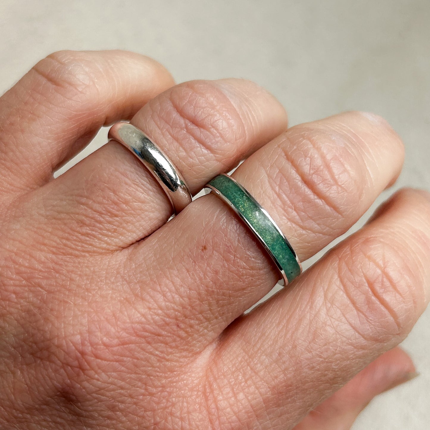 Silver Inlay Memorial Ashes Ring