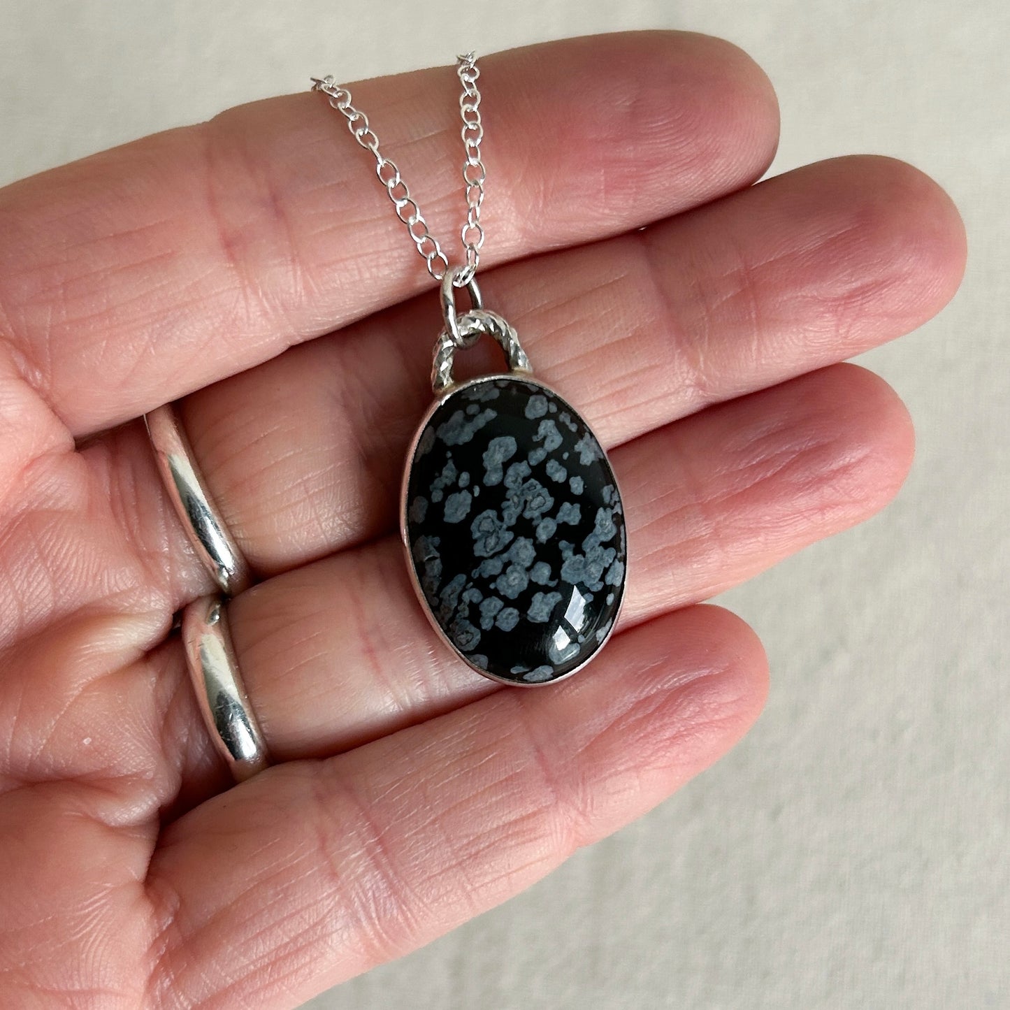 Snowflake Obsidian Pendant