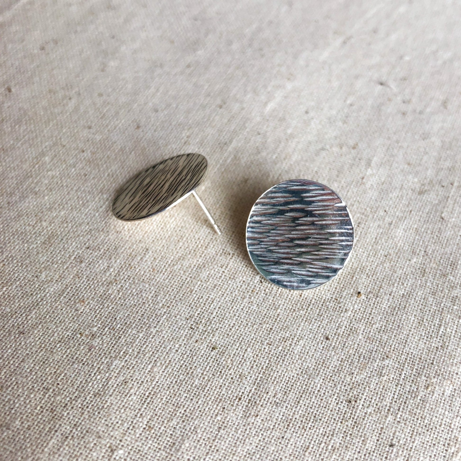 Small Silver Disc Earrings 